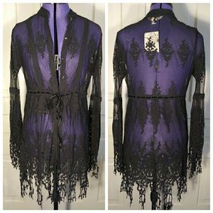 NWT Boston Proper embroidered lace tunic top sheer